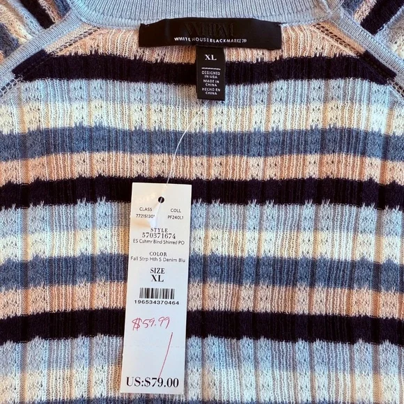 WHBM Cashmere-Blend Elbow-Sleeve Shirred Sweater NWT - Picture 7 of 8